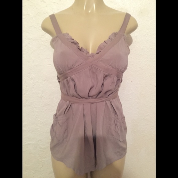 Akualani taupe wrap top* blouse* medium - Picture 1 of 8